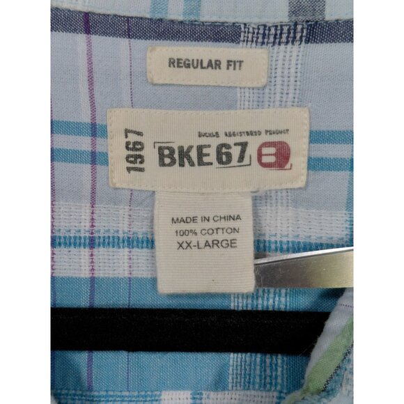 Y2K Buckle BKE 67 Regular Fit Short Sleeve Plaid Button Up Shirt Mens XXL Preppy - Picture 3 of 8